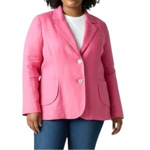 Coldwater Creek Women’s  Linen Blazer Size 14 Pink 3 Button closure Lined Classy